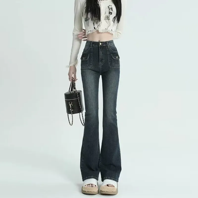 High Waist Jeans for Women Vintage Flared Pants American Style