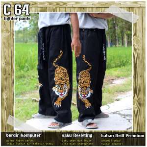 CELANA KOMPRANG BORDIR HARIMAU 64 PREMIUM TEBAL DAN NYAMAN BISA SILAT BELADIRI OUTDOOR