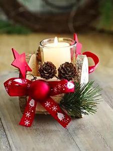 Solid Wood Christmas Candlestick Holder Elegant Holiday Decor for Weddings Fragrance Container Cup Holder for Candlelit Dinner