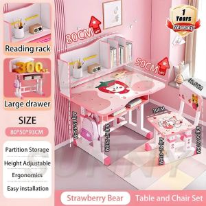 SUNNY Adjustable Childrens Study Table Computer Table Desktop Study Table With Drawer For Kids Pink/Blue Study Desk