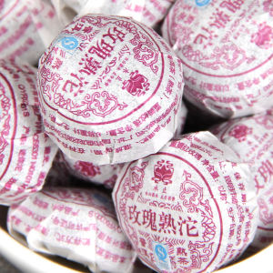 Mu Zhi Rose Ripe Puerh Mini Tuo Tea Menghai Yunnan Floral‑Blended Compressed Herbal Tea