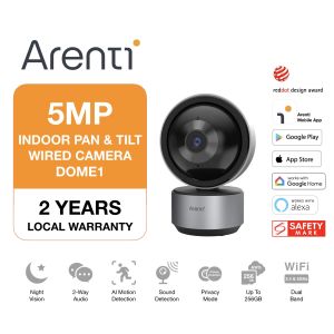 ARENTI DOME1 - Wired Indoor Security Camera | 3K UHD 5MP | Pan & Tilt | Aluminum Frame | CCTV IP Cam