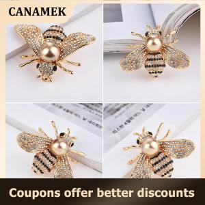 【 CANAMEK 】 miqiangzi Aryio Insect Series Brooch Delicate Little Bee Brooches Crystal Rhinestone Pin Jewelry