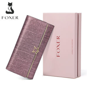312FOXER Brand Women Split Leather Wallets Female Clutch Bag Fashion Coin holder Luxury Purse for Lady Womens Long Wallet