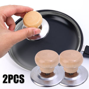 2pcs Universal Wooden Pot Cover Handle Anti-scalding Heat Resistant Replacement Wood Pot Cover Handle