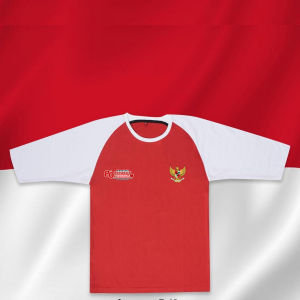 Kaospolos - Kaos Seragam Polos Raglan Merah Putih Menyambut Hut Kemerdekaan Dirgahayu RI k 80th