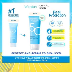 Wardah UV Shield Aqua Fresh Sunscreen Serum SPF 50 PA++++ 30 ml - Sunscreen Melembabkan Kulit Kering