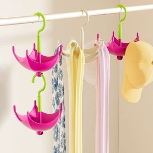 SKYJS 2Pcs Plastic Umbrella Shape Hooks Punch Free 5 Claw Umbrella Rotation Coat Hanger Creative Space Saving Bag Hooks for Home