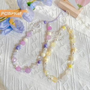 【PCWFKef】 Fashion Cartoon Bowknot Mobile Phone Lanyard Phone Anti-lost Chains For Women Girls Sweet Cellphone Hanging Cord Accessories