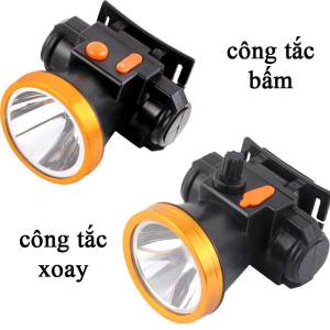 Combo 2 đèn đội công tắc vặn và công tắc bấm nhỏ gọn có kèm thun đeo và sạc A4 - 1602