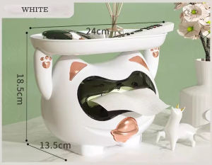 Fortune Cat "Manek-neko" Multifunctional Spring Tissue Box Holder | Phone / Cosmetics Holder