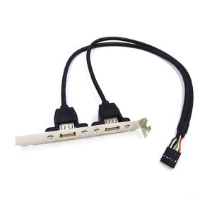 Motherboard USB 2.0 9Pin to Dual USB Double Shielded Cable USB2.0 Rear Chassis Baffle Cable 2 Ports USB Durable