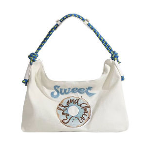 QFDI กระเป๋าสะพายสตรีผ้าใบกระเป๋าแฟชั่นปักความจุขนาดใหญ่ กระเป๋าโท้ท กระเป๋าถือสวยๆ กระเป๋าถือ ความจุใหญ่ กระเป๋าสะพายผญ