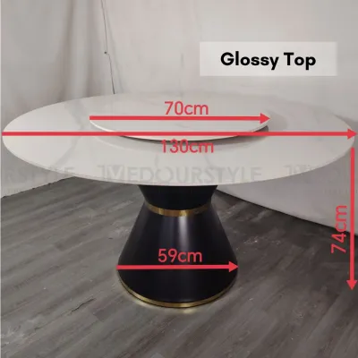 Vedourstyle 7880 Glossy Sintered stone Round Dining table /Ceramic Meja makan /Meja Batu