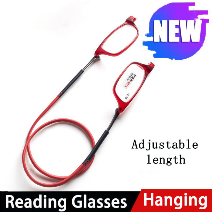 Hanging Reading Glasses Portable TR90 Magnet Reading Glasses Long Legs Telescopic Headset Spectacle degree options 100 125 150 175 200 225 250 275 300 325 350 Lazada PH