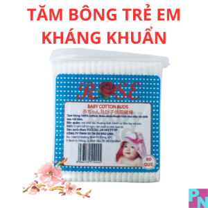Tăm bông cho bé sơ sinh tăm bông trẻ em tăm bông kháng khuẩn túi 80 que Rose