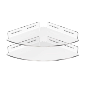 Set of 2 Clear Shower Wall Shelves No Drilling Required Waterproof Bathroom Storage for Tile Surfaces