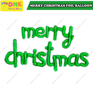 Merry Christmas Script Cursive 2025 Linking Letter Foil Balloon Mylar Set 3 pcs Red Green DIY Year End Party Decor Cute Aesthetic