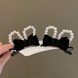 Cặp kẹp tóc tai mèo nhung ngọc siêu xinh phong cách tiểu thư cho bé