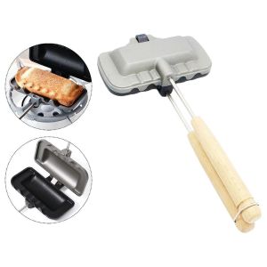 JS SHOP 1pcs Sandwich Maker Double-Sided Hot Dog Toaster Sandwich Baking Pan Frying Pan
