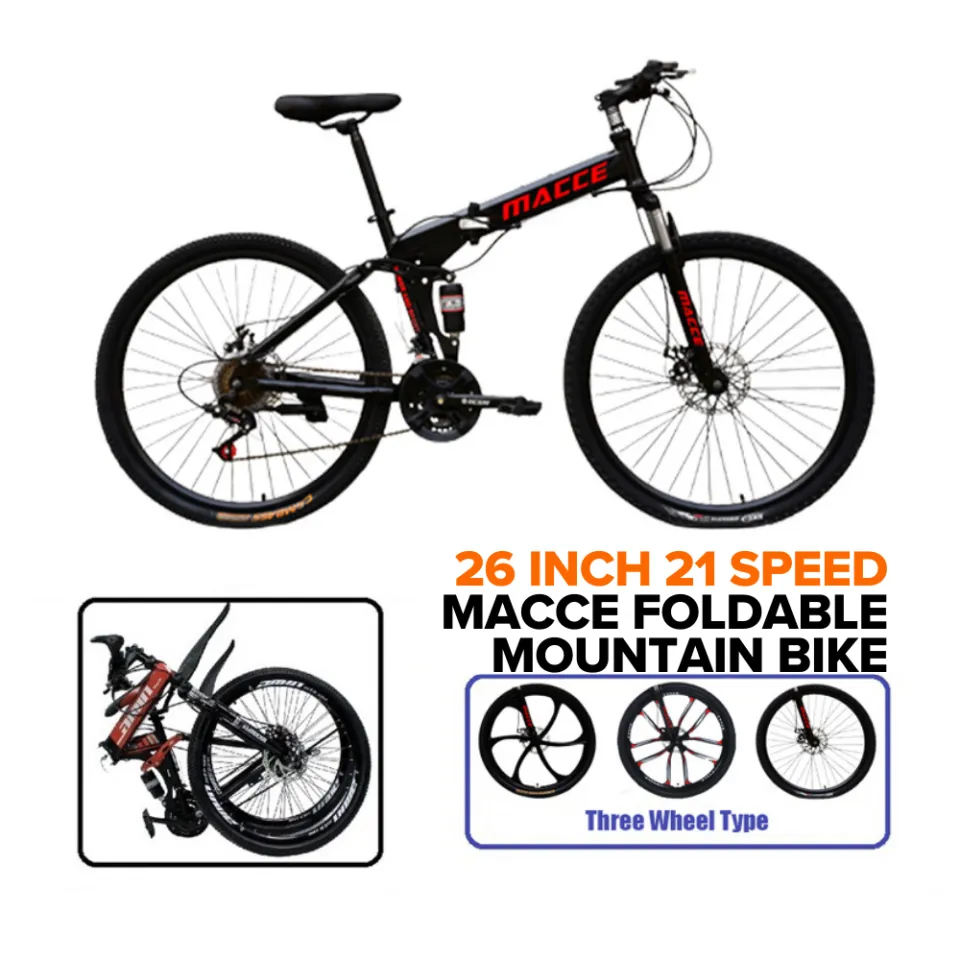 MACCE 26inch Foldable Mountain Bicycle Adult 21 Speed Bike Carbo