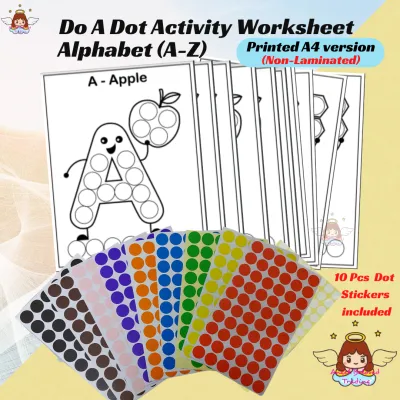 Alphabet Numbers 1-10 Do a Dot worksheet Montessori Early Learning Busy Book / Busy Bag Toy Toddler Practise Activity Sheet安静书Early Learning ABC Alphabet Numbers & Colour Cognitive