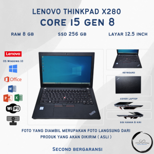 Laptop Lenovo Thinkpad X280 Core i5 Gen 8 SSD 256GB Desain Bulat Garansi 1 Bulan