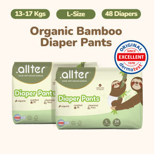 allter Organic Bamboo Pant Style Diapers -  Large (13–17kg) | 48 Count | Rash-Free Ultra Soft Super Absorbent Wetness Indicator
