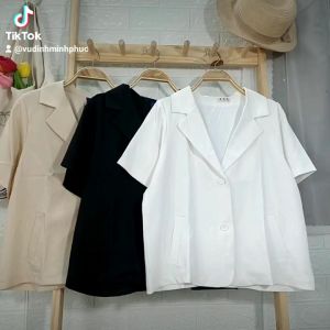 áo blazer ngắn tay trơn basic ảnh thật