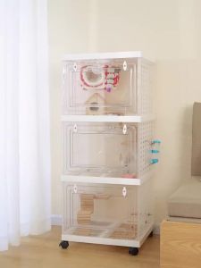 【wuxih】Sedia sedia Hamster sangkar saiz besar us akrilik Diy Anti Bite Double Layer Wheels Big  Golden Silk Bear Guinea babi House Villa kecil Luding ayam pembiakan i besar