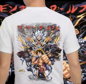 kaos distro PRIA WANITA terbaru anime Monkey D. Luffy Gear Fifth Gear 5 Sun God Nika Gomu Gomu no Lightning Mugiwara Pirates Anime One Piece Kaos Clowor T-Shirt