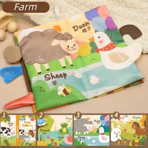 Baby Sensory Cloth Book - Jungle Ocean Farm Tails Series | Early Education Soft Fabric Book