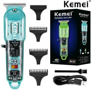 KEMEI ORIGINAL Electric hair clipper KM-1133 hair clipper transparent LCD electric clipper USB professional electric clipper Hair Clipper Rechargeable Small Electric Hair Clipper Cordless Mens Hair Trimmer USB Home Hair Clipper