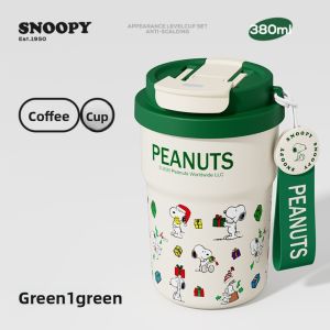 Snoopy Water Bottles Thermal Coffee Cup with 6H Temp Lock 316L Stainless Steel Botol LFB449