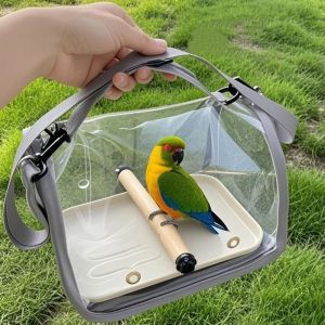 DAWEIF Folding Bird Carrier Bag Portable Breathable Mesh Parrot Out Bag Multi-purpose Clear Window Travel Bird Cage Outdoor Travel