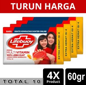 Lifebuoy Sabun Batang Antiseptik 4 Pcs Total 10 - 60gr