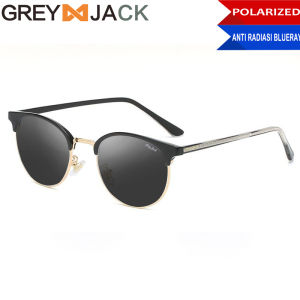 Grey Jack Kacamata Hitam Sunglasses Polarized Anti UV Retro bulat Half Fashion Pria dan Wanita Terbaru 10214