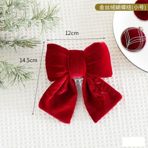 YESPERY 12/18/28cm Large Christmas Bow Velvet Red Bowknot Hanging Decor DIY Xmas Trees Pendant For Holiday Home Christmas Decoration