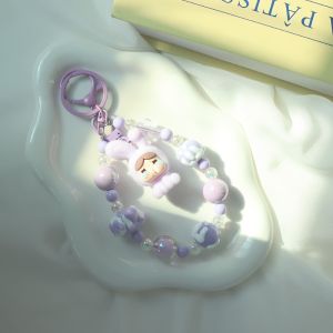 AUDIENC ซิลิกาเจล พวงกุญแจ flocking crybaby โบว์สำหรับผูก ลูกปัดเม็ดกลม โซ่โทรศัพท์สีลูกกวาด สร้างสรรค์และสร้างสรรค์ กระเป๋าเสน่ห์ พวงกุญแจตุ๊กตาการ์ตูน สาวๆ