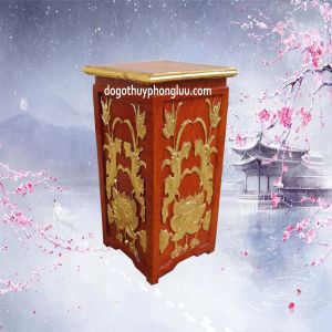 Đế Nhất sơn lá sen nền vàng gỗ hương cao 20cm25cm