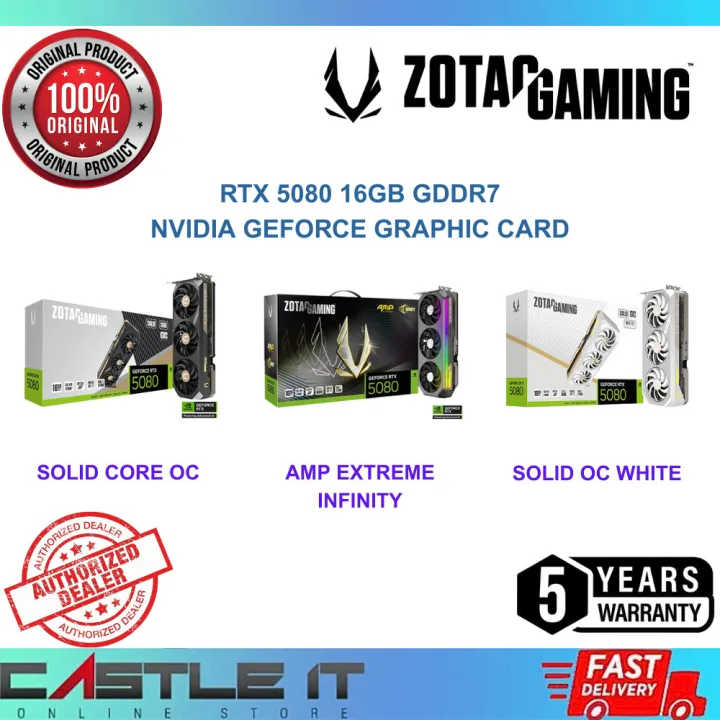 Zotac RTX 5080 AMP Extreme Infinity / Solid Core OC / White 16GB GDDR7 Nvidia GeForce Graphic Card