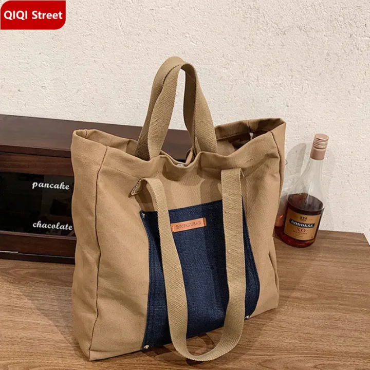 INS Canvas large bag female 2022 new fashion tote bag Western style portable shoulder bag shopping bag computer bag