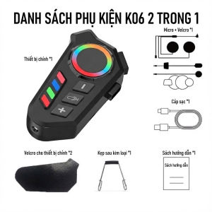 [BẢN CẢI TIẾN] Tai Nghe Bluetooth Mũ Bảo Hiểm K06 - Tích Hợp Mic 2in1 Cho Fullface & 3/4 Chống Nước IPX8