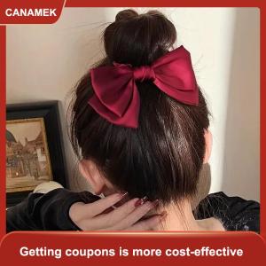 【CANAMEK】 Pháp Bow scrunchie đàn hồi tóc Tie thanh lịch satin tóc Tie sang trọng kết cấu Phụ kiện cho sử dụng hàng ngày phụ nữ tóc phụ kiện