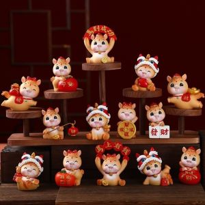 XYAX น่ารัก มาสคอตปีม้า 2026 เรซิน ปีม้า รูปปั้นม้าจักรราศี ของตกแต่งเทศกาล สมจริง รูปปั้นม้า ของขวัญปีใหม่