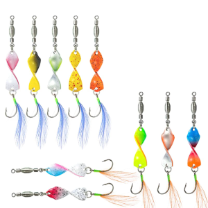 10pcs Metal Fishing Spinner Lures Spinnerbaits with Feather 360 Degree Rotating Wobbler Jigging Baits Twisted Hard Baits