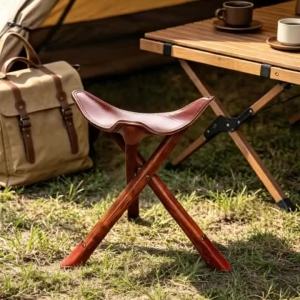 xpkQ Folding Stools Outdoor Portable Leather Wooden Fishing Tripod Stools Vintage Camping Leisure Chairs Living Room Furnitures N7Y3P