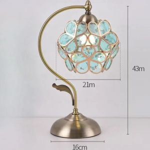 Sacesr Iron Base Acrylic Lamp Shade Vintage Study Desk Lamps Luxury Creative Aesthetic Bedside Desktop Reading Lamp Holiday Gifts 7M5T2