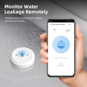SIXIS App Monitoring Water Leak Sensor ZigBee Connectivity Real-Time Alarm Water Leak Detector Professional Metal Contact Probes Flood Detector Home Monitoring