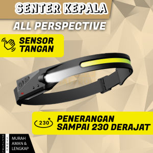 Senter Kepala Seluruh Perspektif COB XPE Sensor Wave IPX4 Waterproof